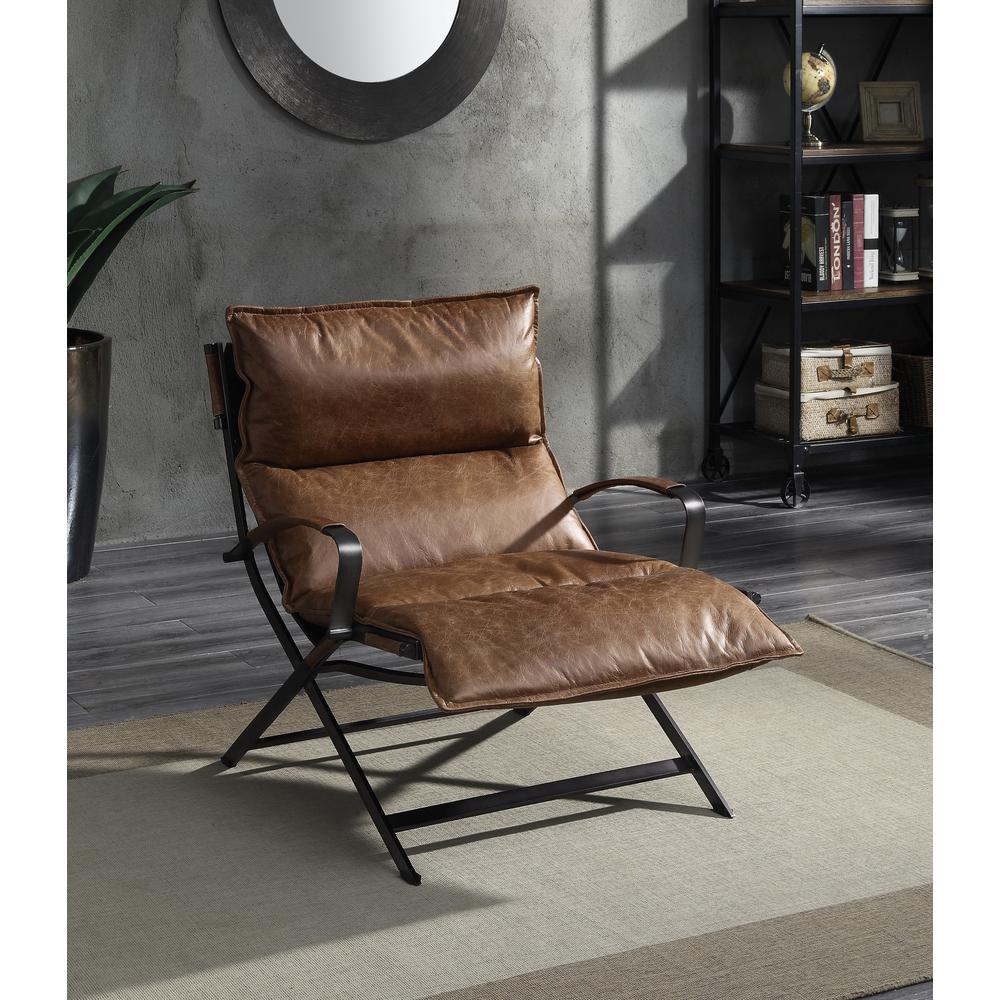 Zulgaz Accent Chair, Cocoa Top Grain Leather & Matt Iron Finish (59951). Picture 10