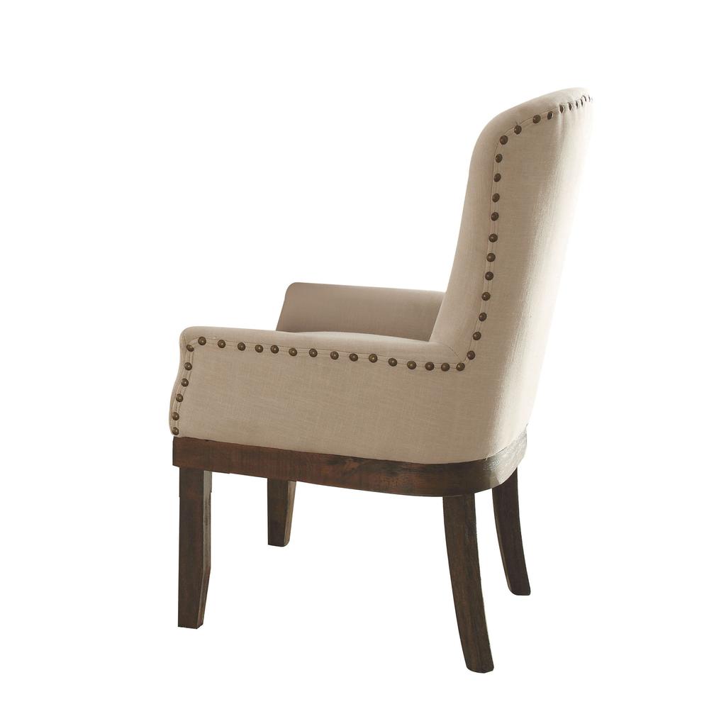 Landon Arm Chair (1Pc), Beige Linen & Salvage Brown. Picture 1