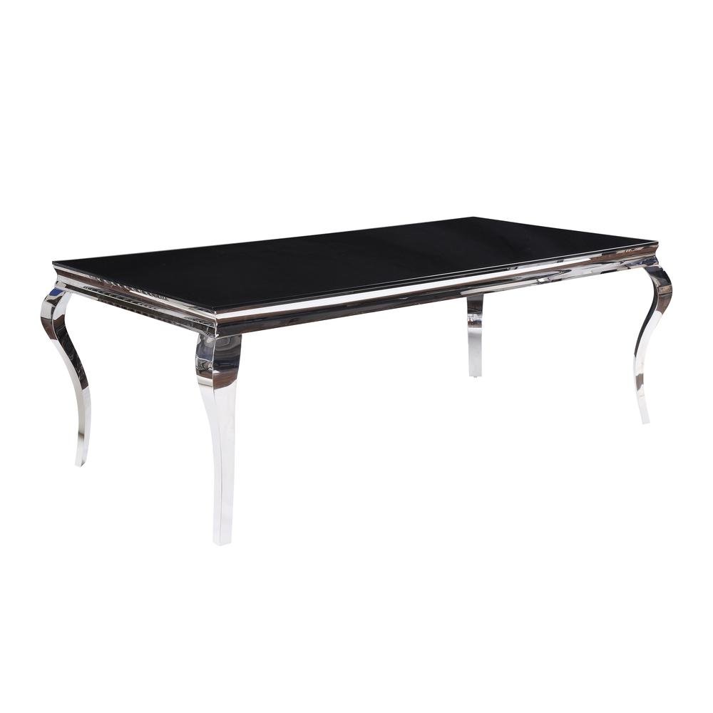 Fabiola Dining Table, Stainless Steel & Black Glass (1Set/3Ctn). Picture 2