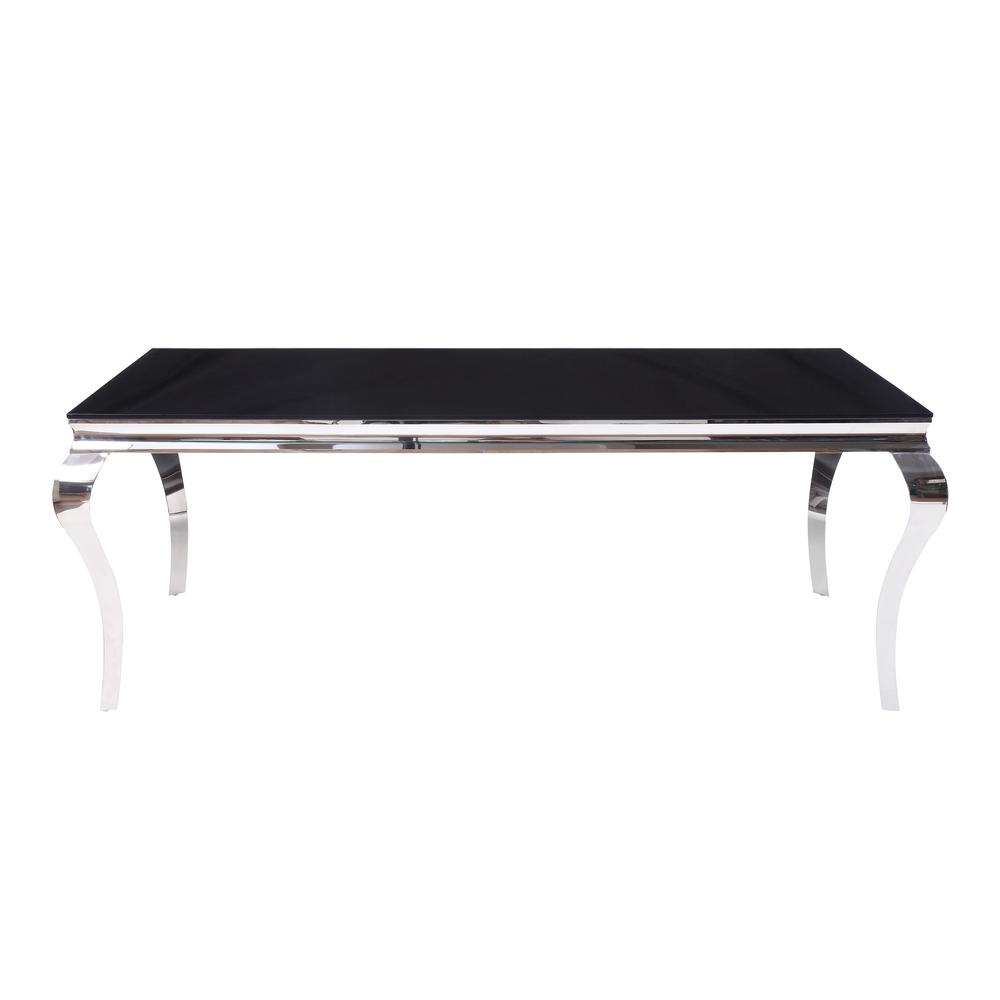 Fabiola Dining Table, Stainless Steel & Black Glass (1Set/3Ctn). Picture 3