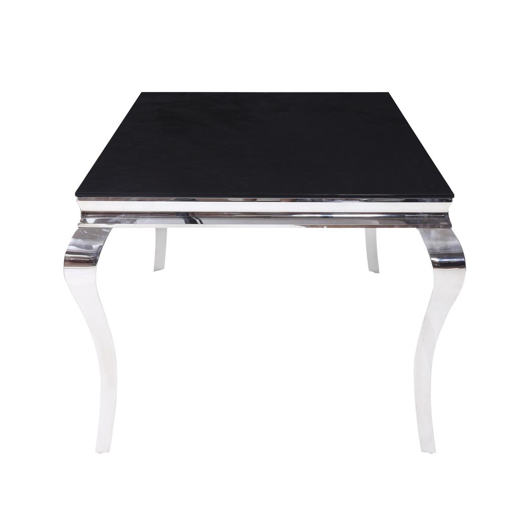 Fabiola Dining Table, Stainless Steel & Black Glass (1Set/3Ctn). Picture 4