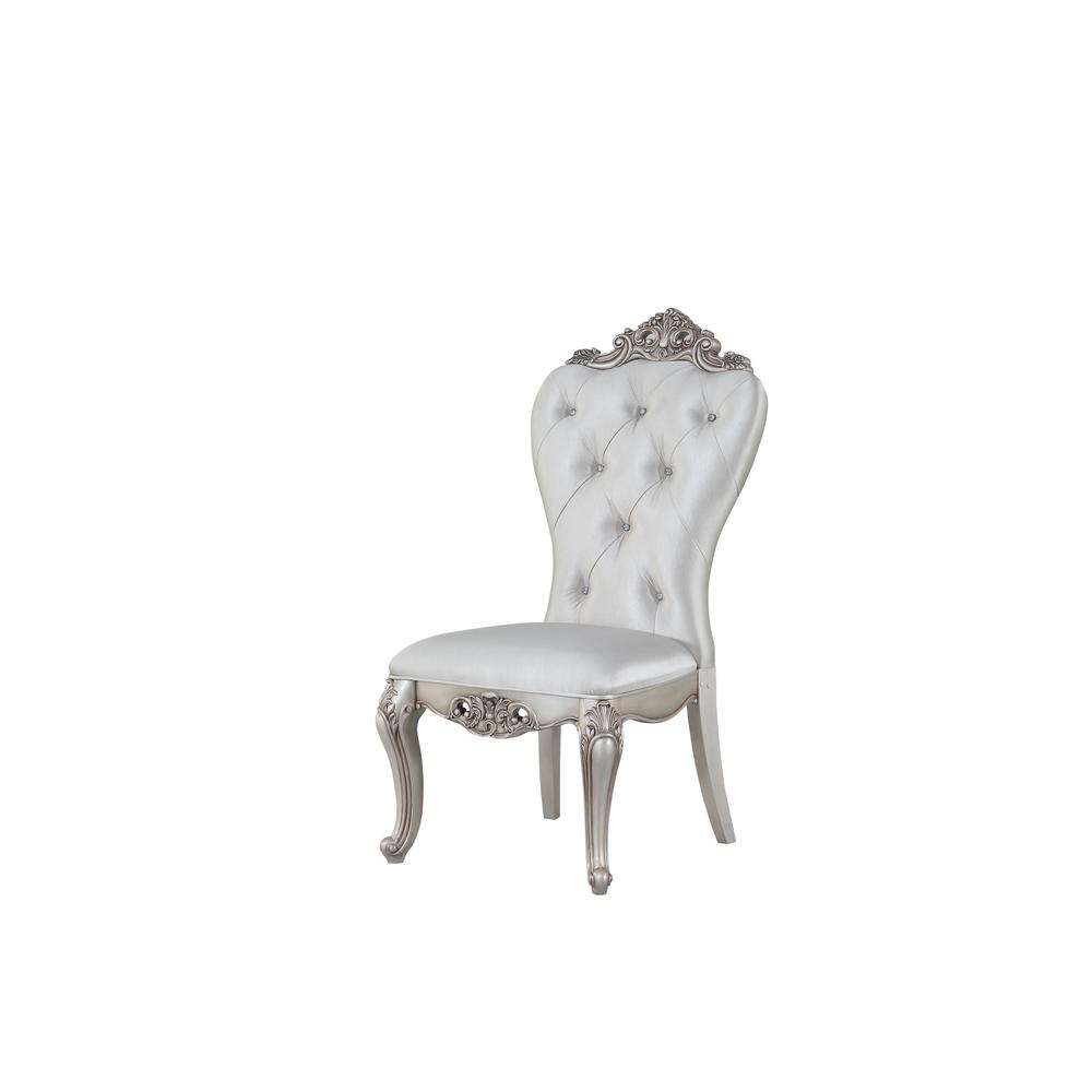 Gorsedd Side Chair (Set-2), Cream Fabric & Antique White. Picture 2