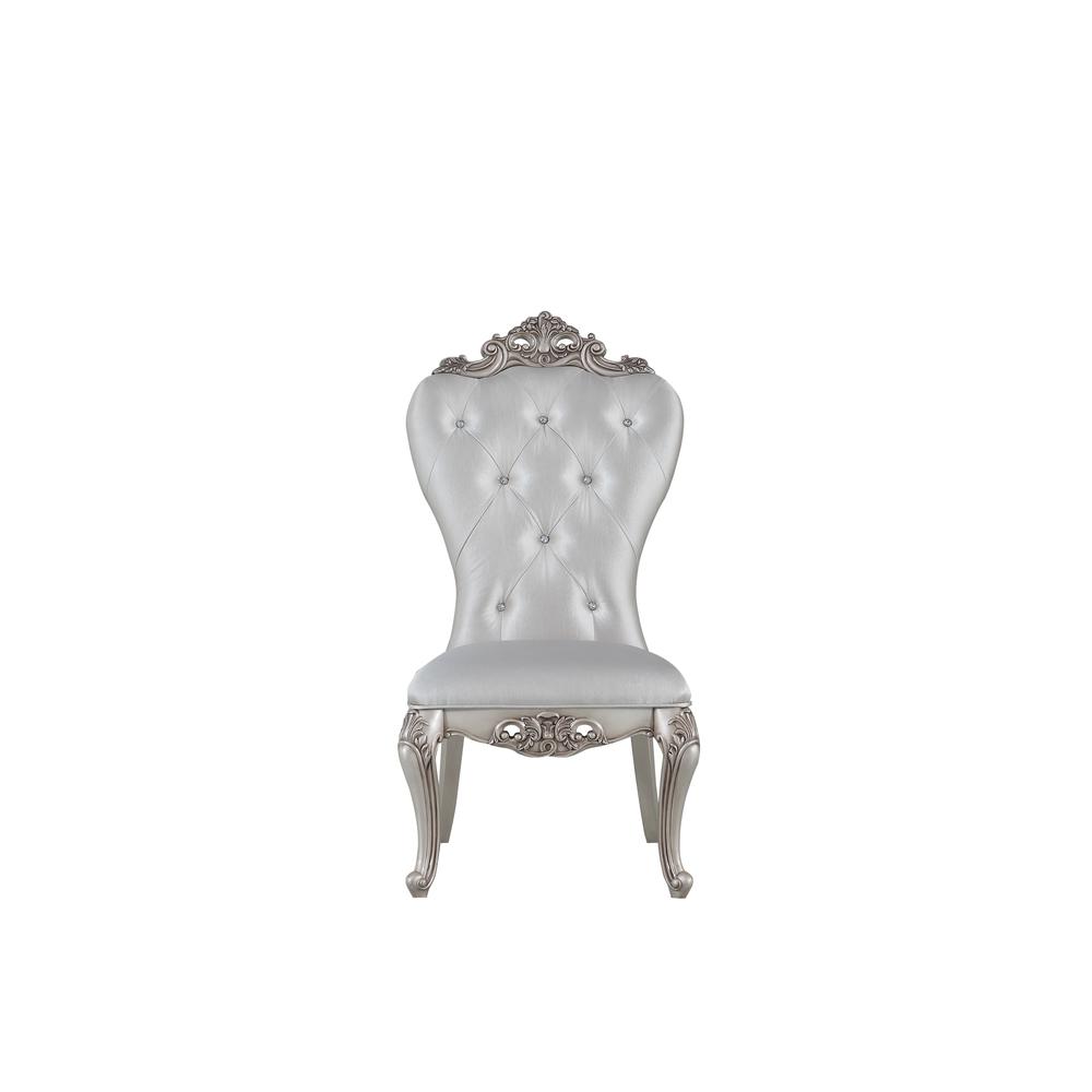Gorsedd Side Chair (Set-2), Cream Fabric & Antique White. Picture 4