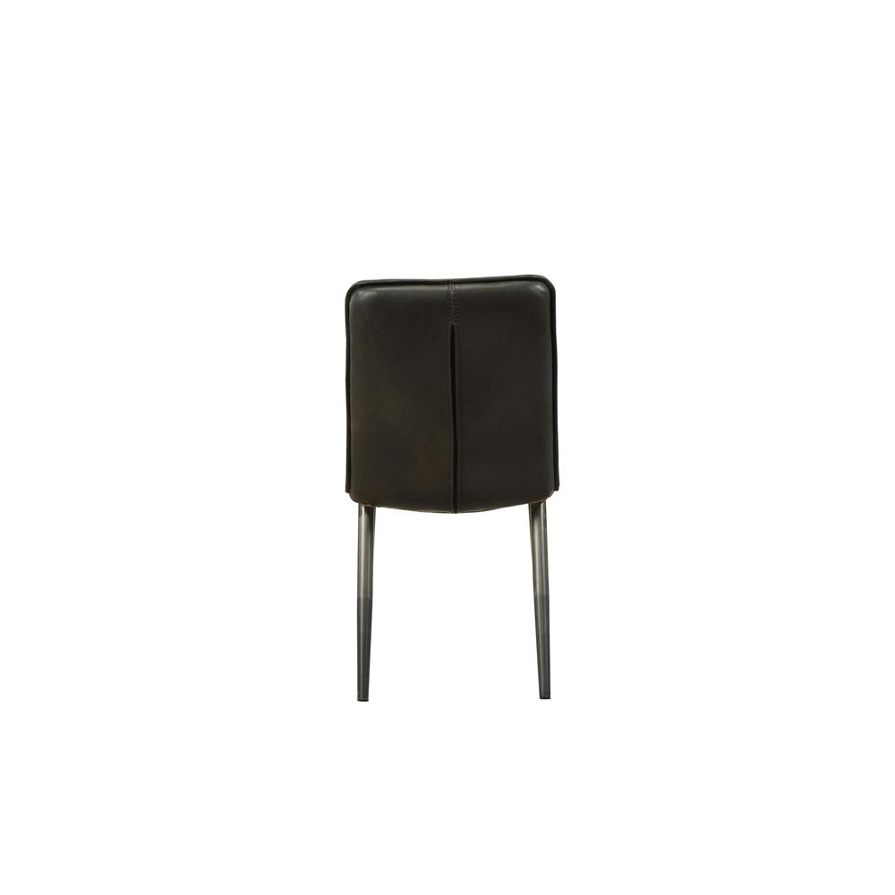 Hosmer Side Chair (Set-2), Black Top Grain Leather & Antique Black. Picture 4