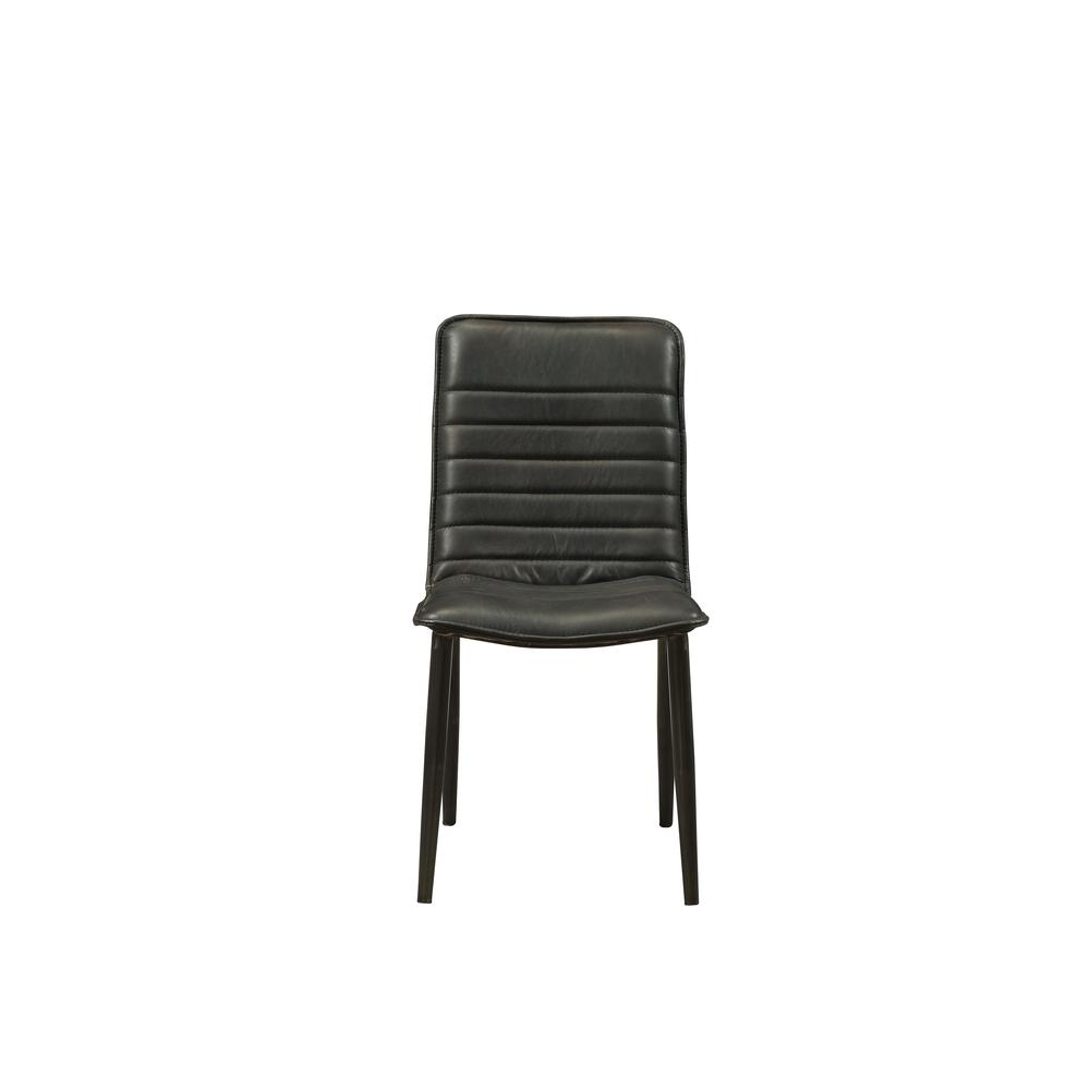 Hosmer Side Chair (Set-2), Black Top Grain Leather & Antique Black. Picture 5