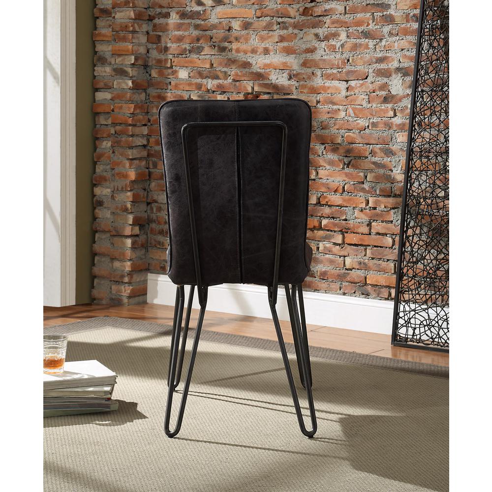 Hosmer Side Chair (Set-2), Black Top Grain Leather & Antique Black. Picture 13