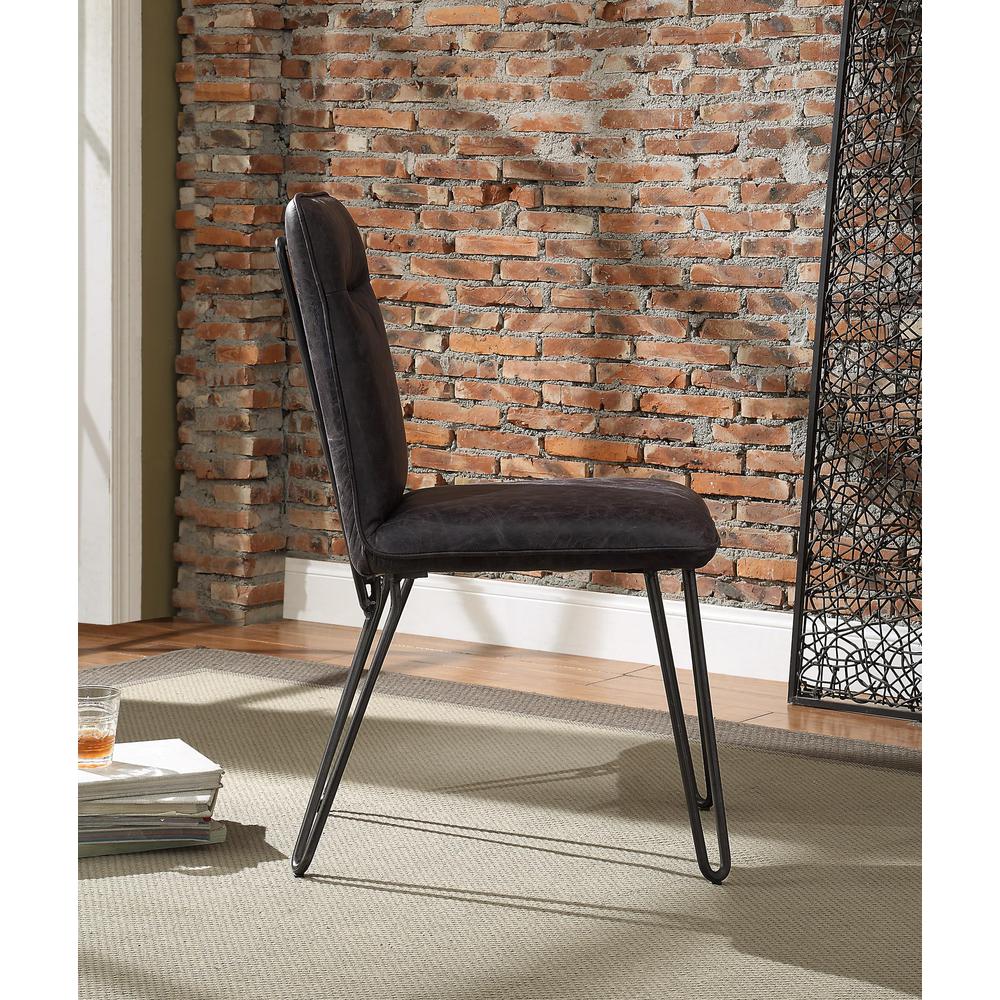 Hosmer Side Chair (Set-2), Black Top Grain Leather & Antique Black. Picture 15
