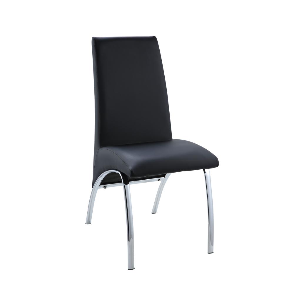 Pervis Side Chair (Set-2), Black PU & Chrome. Picture 1
