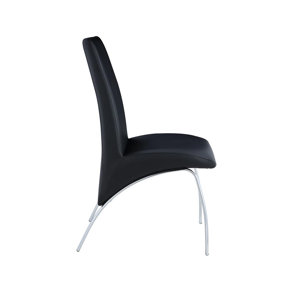 Pervis Side Chair (Set-2), Black PU & Chrome. Picture 3