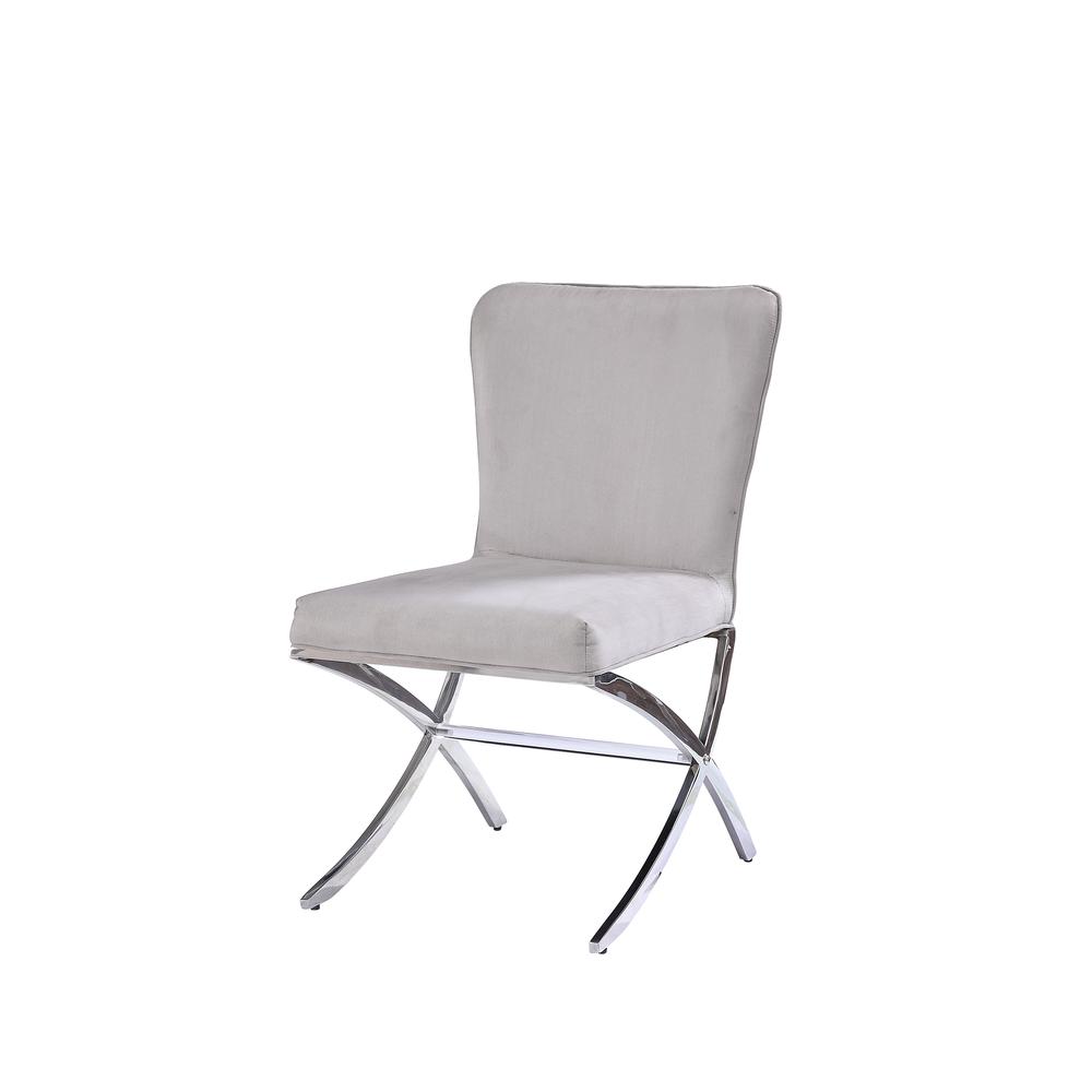 Daire Side Chair (Set-2), Velvet & Chrome. Picture 1