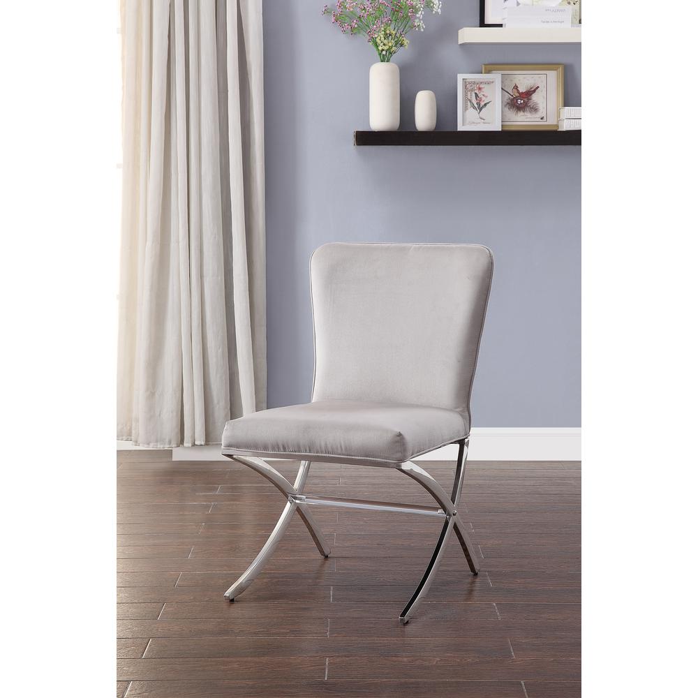 Daire Side Chair (Set-2), Velvet & Chrome. Picture 4