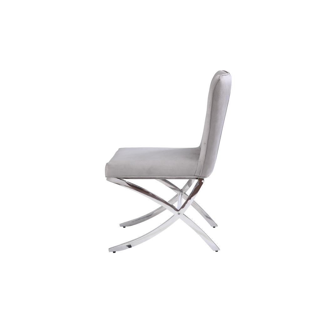 Daire Side Chair (Set-2), Velvet & Chrome. Picture 5