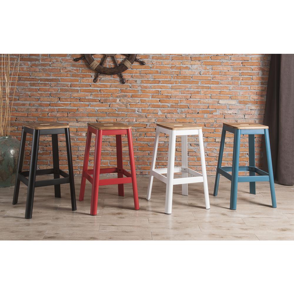 Jacotte Bar Stool (1Pc), Natural & Red, 30" Seat Height. Picture 3