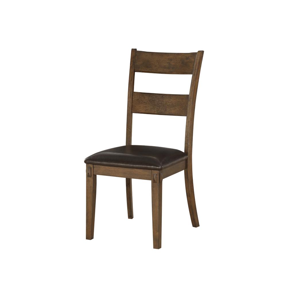 Nabirye Side Chair (Set-2), PU & Dark Oak. Picture 2
