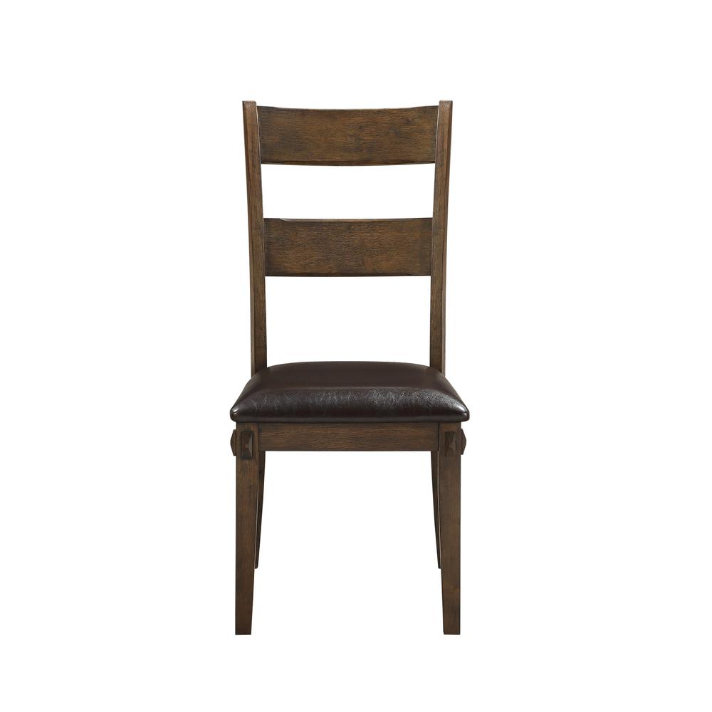 Nabirye Side Chair (Set-2), PU & Dark Oak. Picture 4
