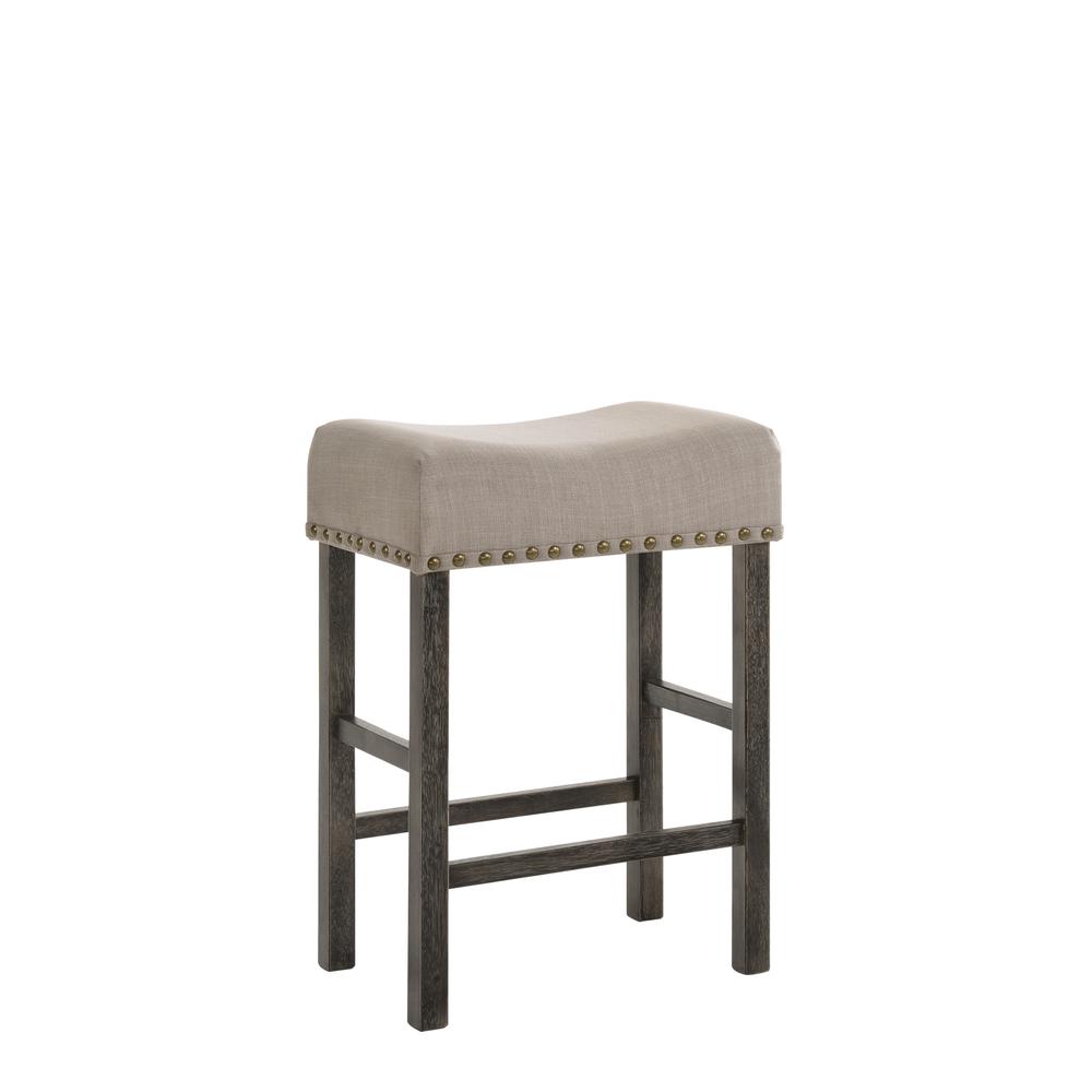 Martha II Counter Height Stool (Set-2), Tan Linen & Weathered Gray. Picture 9