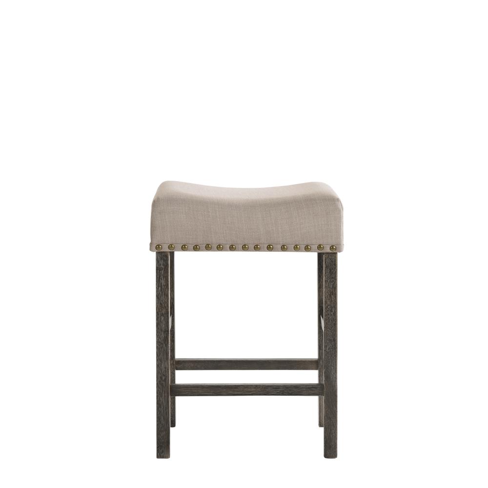 Martha II Counter Height Stool (Set-2), Tan Linen & Weathered Gray. Picture 10