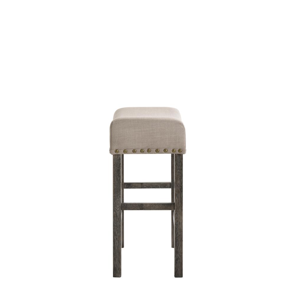 Martha II Counter Height Stool (Set-2), Tan Linen & Weathered Gray. Picture 11