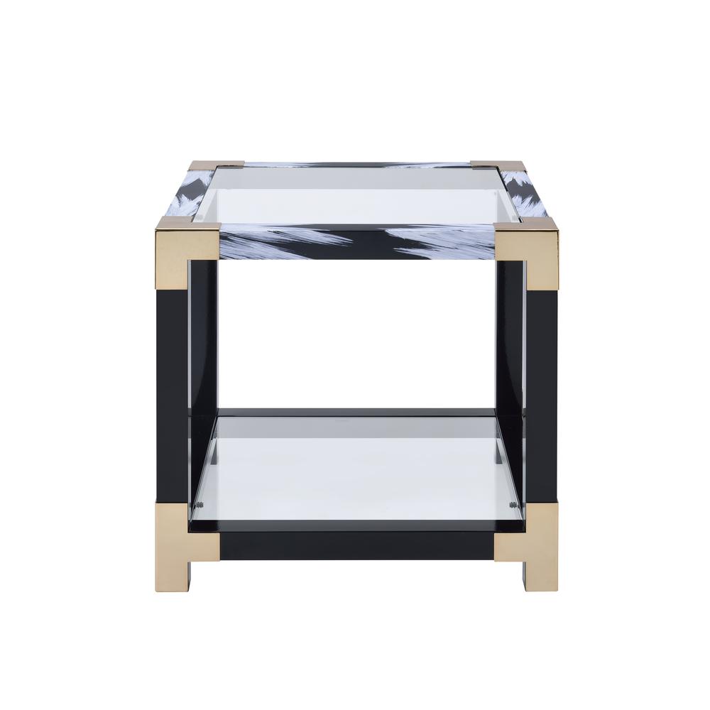 Lafty End Table, White Brushed & Clear Glass. Picture 8