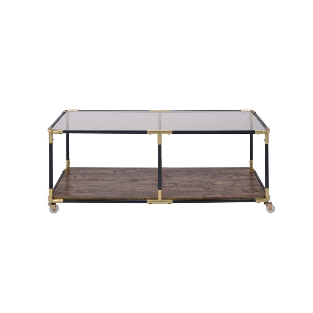Heleris Console Table, Black/Gold & Smoky Glass. Picture 2