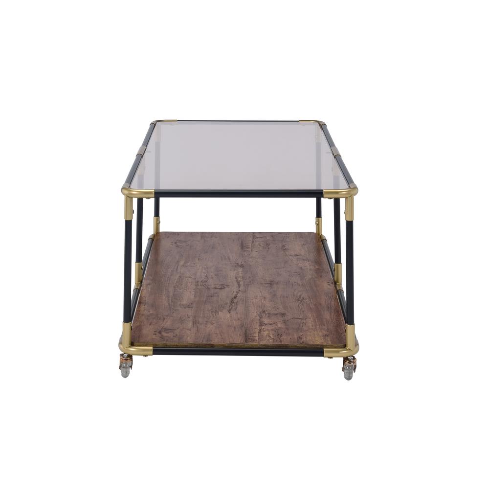 Heleris Console Table, Black/Gold & Smoky Glass. Picture 3