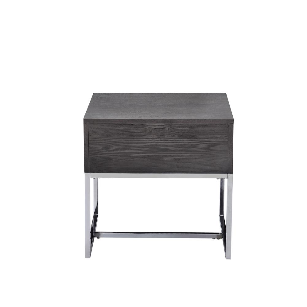 Iban - End Table, Gray Oak & Chrome. Picture 3