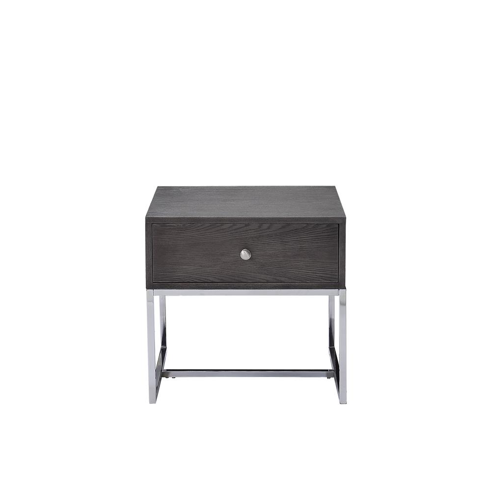 Iban - End Table, Gray Oak & Chrome. Picture 5