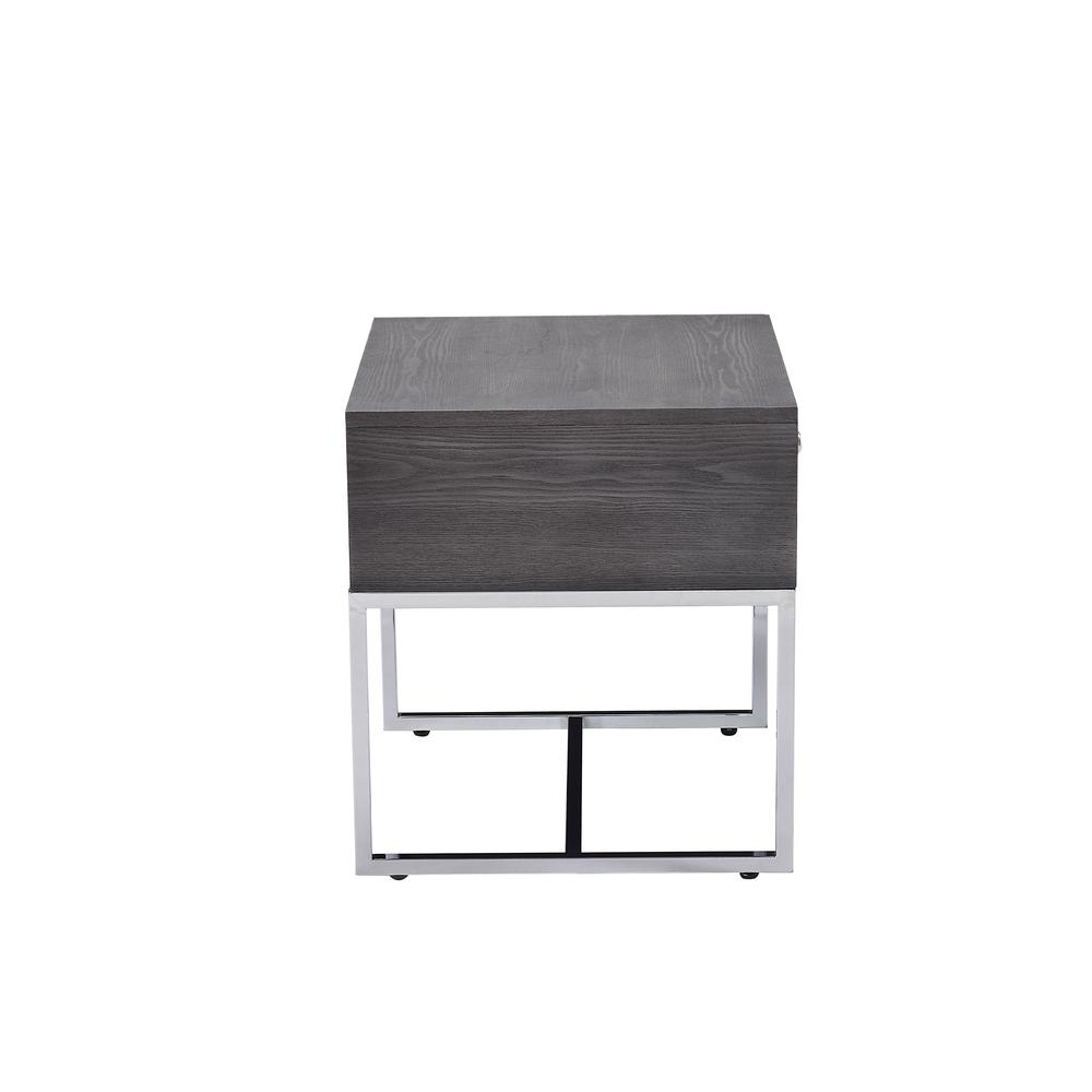 Iban - End Table, Gray Oak & Chrome. Picture 7