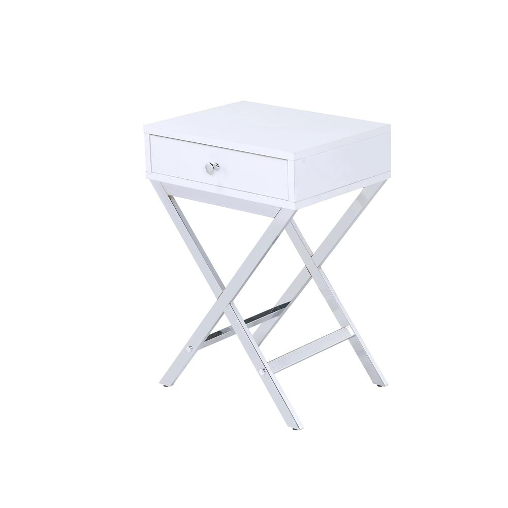 Coleen Side Table, White & Chrome. Picture 5