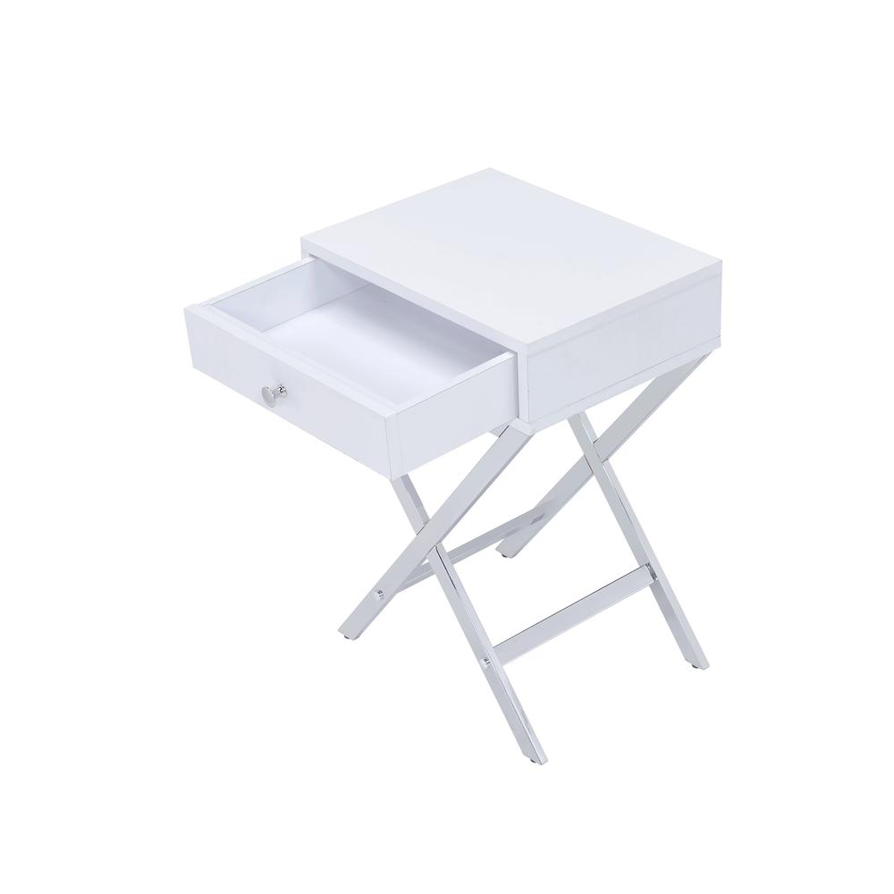 Coleen Side Table, White & Chrome. Picture 6
