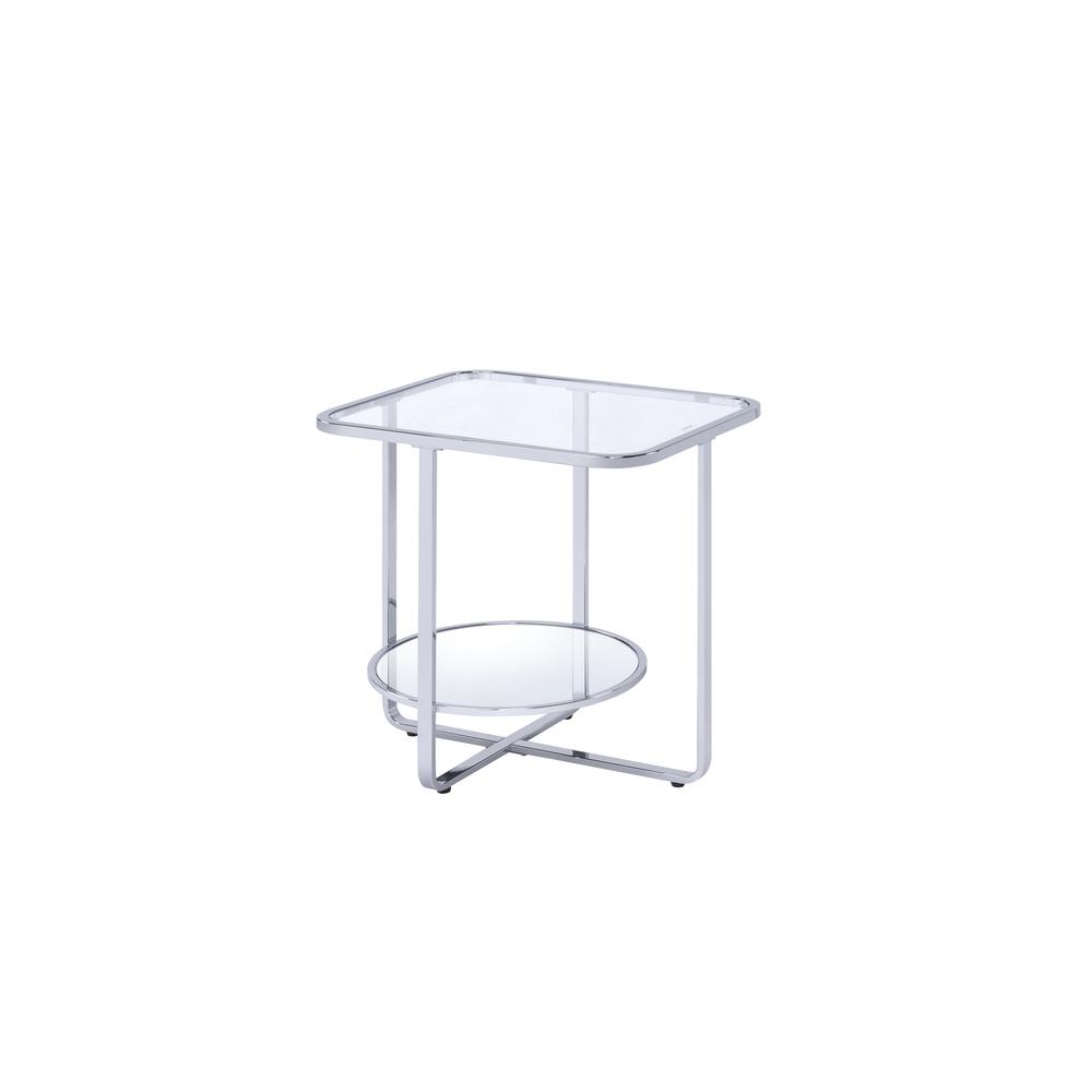 Hollo End Table, Chrome & Glass. Picture 1
