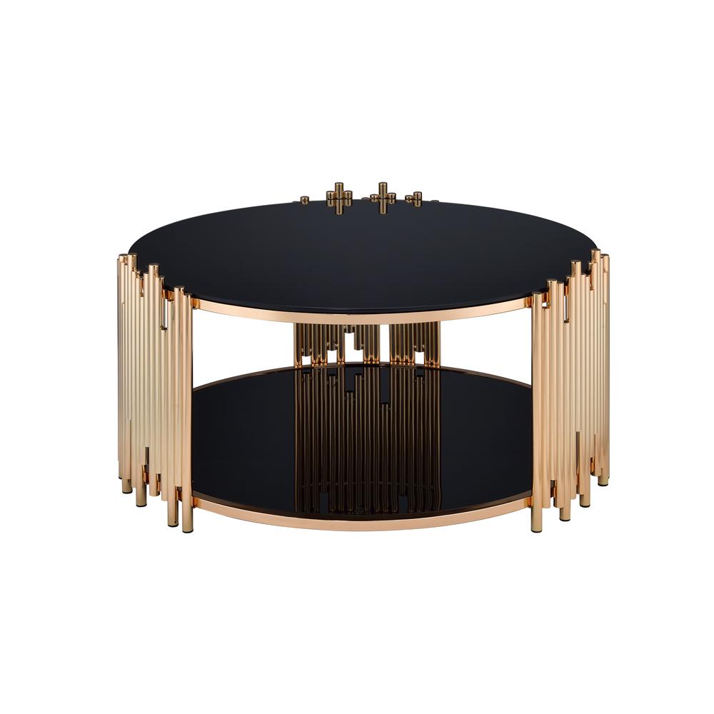 Tanquin End Table, Gold & Black Glass (1Set/2Ctn). Picture 2
