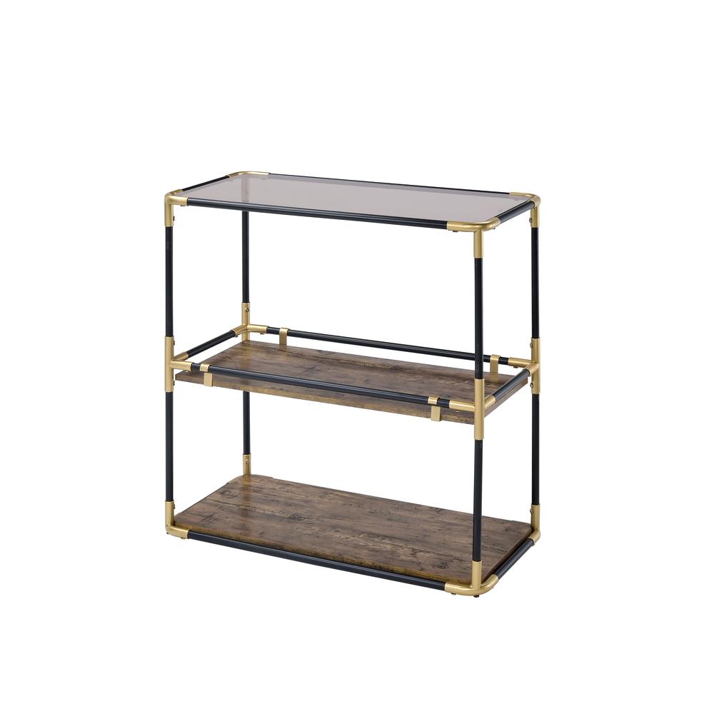 Heleris Console Table, Black/Gold & Smoky Glass. Picture 5