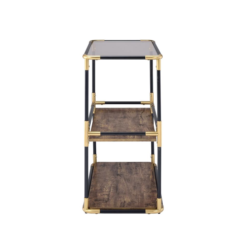 Heleris Console Table, Black/Gold & Smoky Glass. Picture 7