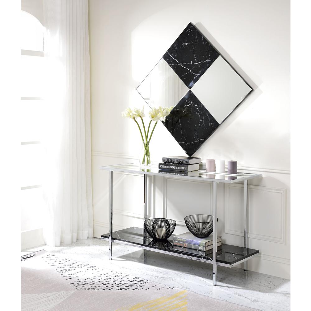 Wall Accent Mirror, Mirrored & Faux Marble 97565. Picture 1