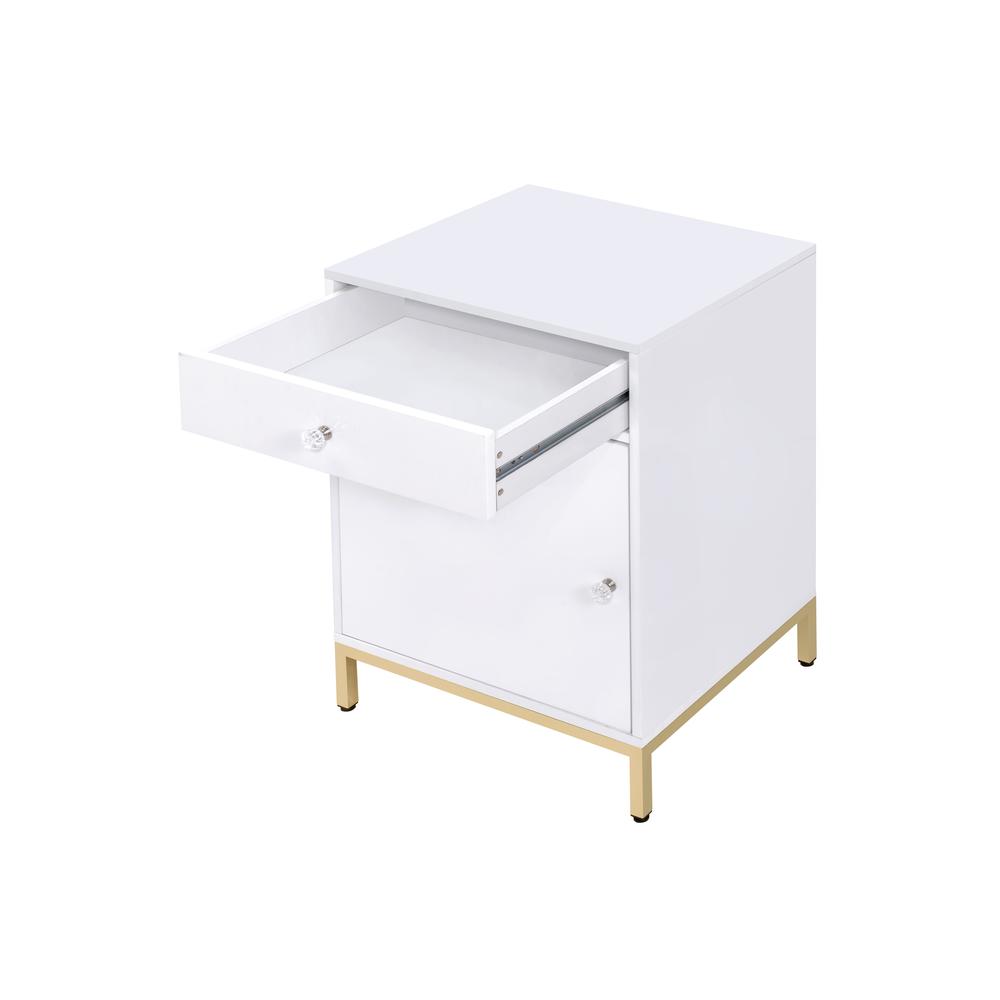 Ottey Desk, White High Gloss & Gold. Picture 13