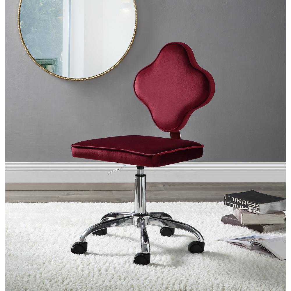 Clover Office Chair, Red Velvet (93070). Picture 7