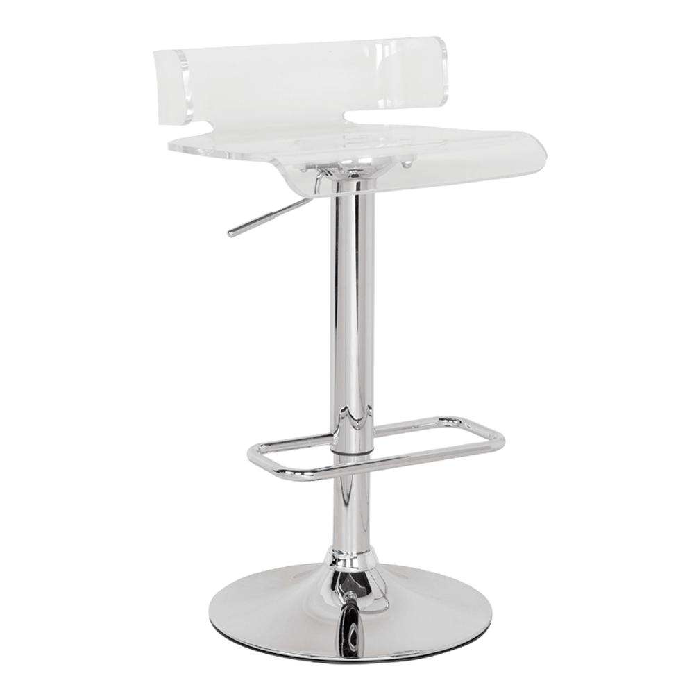 Rania Adjustable Stool w/Swivel, Clear & Chrome, 22"~31" Seat Height. Picture 1