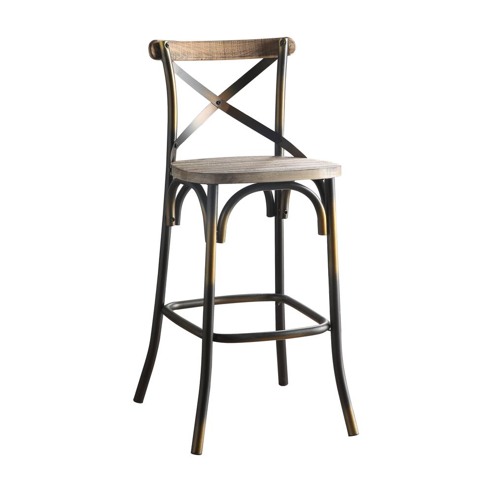 Zaire Bar Chair (1Pc), Antique Sky & Antique Oak, 29" Seat Height. Picture 1