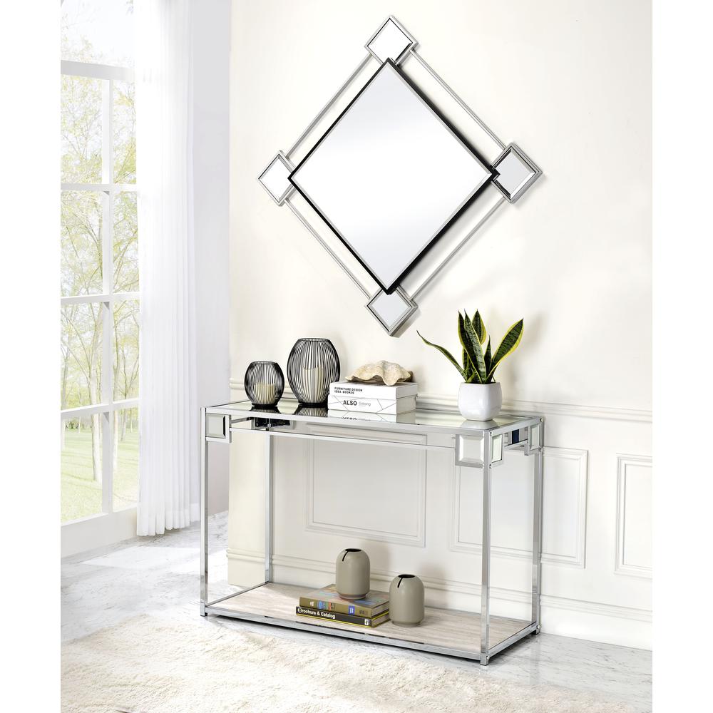 Wall Accent Mirror, Mirrored & Chrome 97467. Picture 1