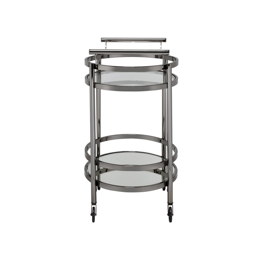 Lakelyn Serving Cart, Black Nickel & Clear Glass. Picture 3