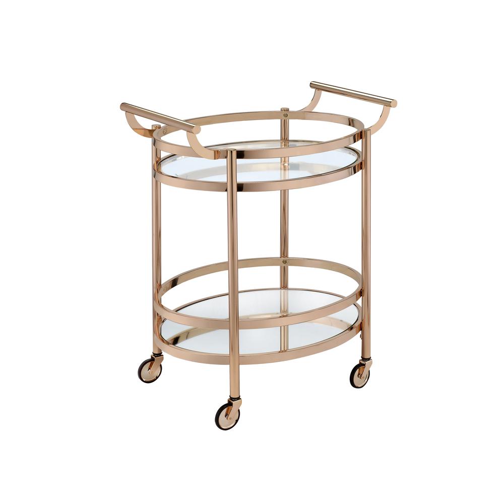 Lakelyn Serving Cart, Rose Gold & Clear Glass. Picture 2