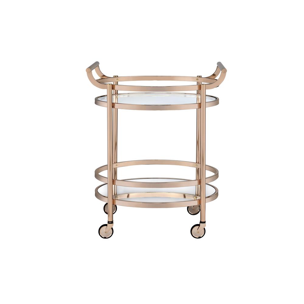 Lakelyn Serving Cart, Rose Gold & Clear Glass. Picture 3