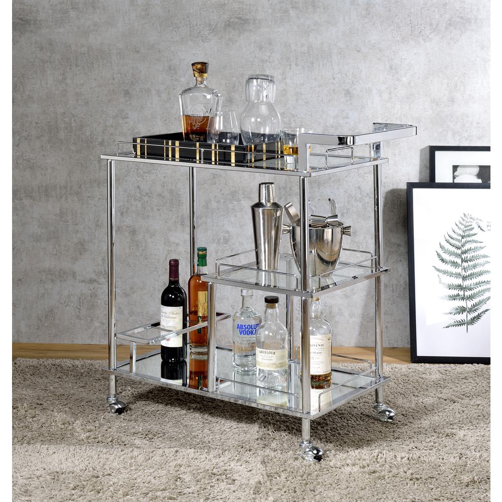 Serving Cart, Clear Glass & Chrome Finish 98215. Picture 5