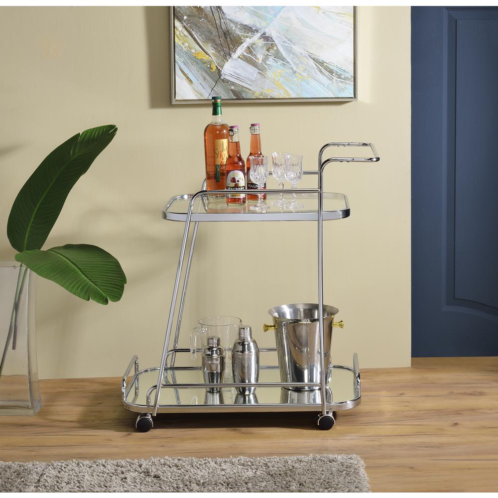 Serving Cart, Clear Glass & Chrome Finish 98217. Picture 4