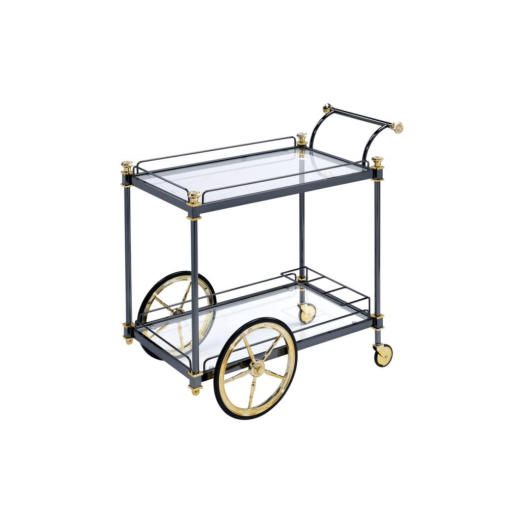 Cyrus Serving Cart, Silver/Gold & Clear Glass. Picture 1