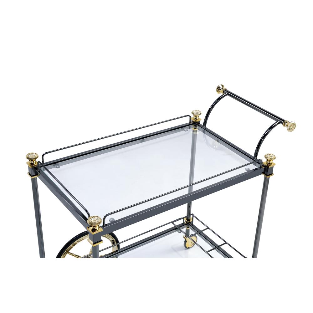 Cyrus Serving Cart, Silver/Gold & Clear Glass. Picture 5