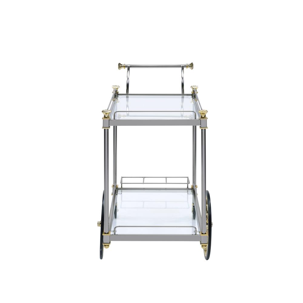 Cyrus Serving Cart, Silver/Gold & Clear Glass. Picture 9