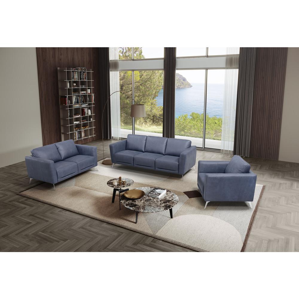 Astonic Loveseat , Blue Leather (LV00213). Picture 3