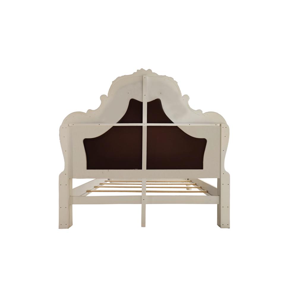 Dresden  Synthetic Leather & Bone White Finish Queen Bed. Picture 4